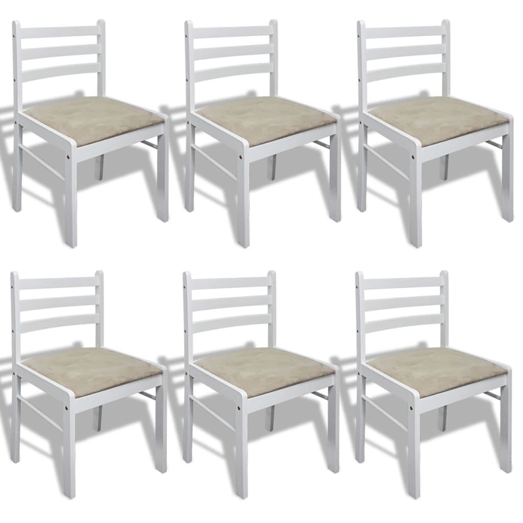 Chaises à manger lot de 6 blanc bois solide et velours - XIOS