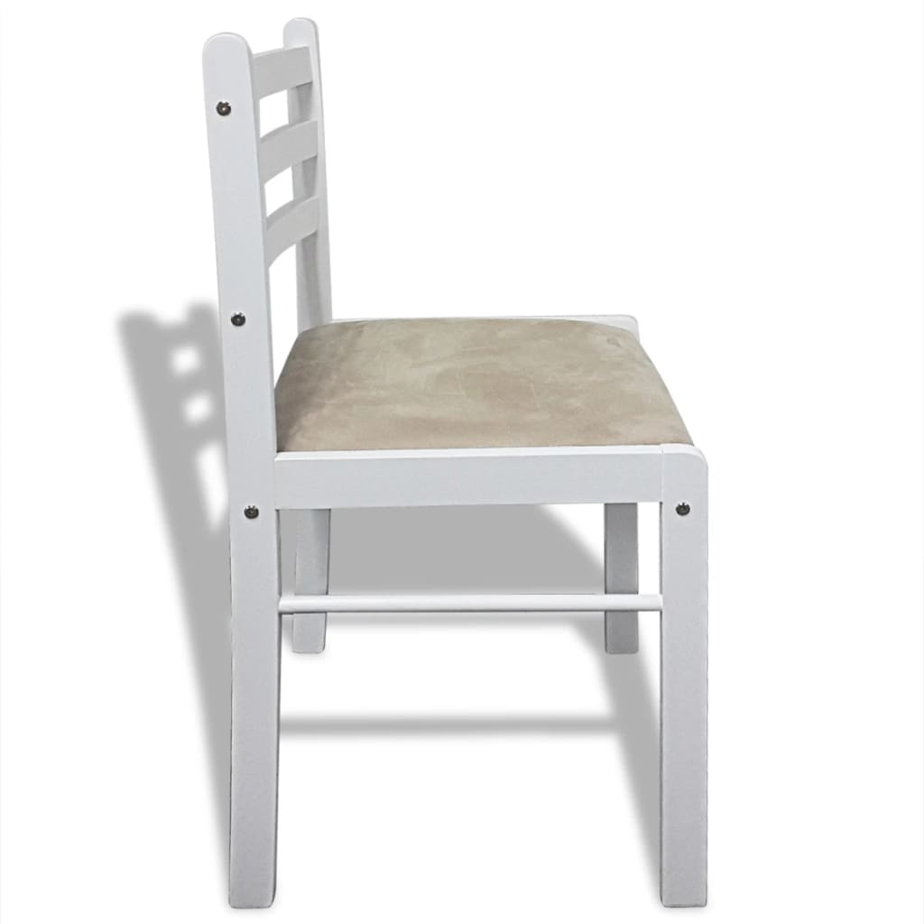 Chaises à manger lot de 6 blanc bois solide et velours - XIOS