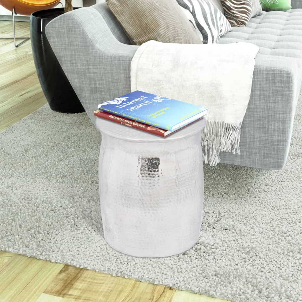 Table basse/tabouret martelé en aluminium Argenté - XIOS