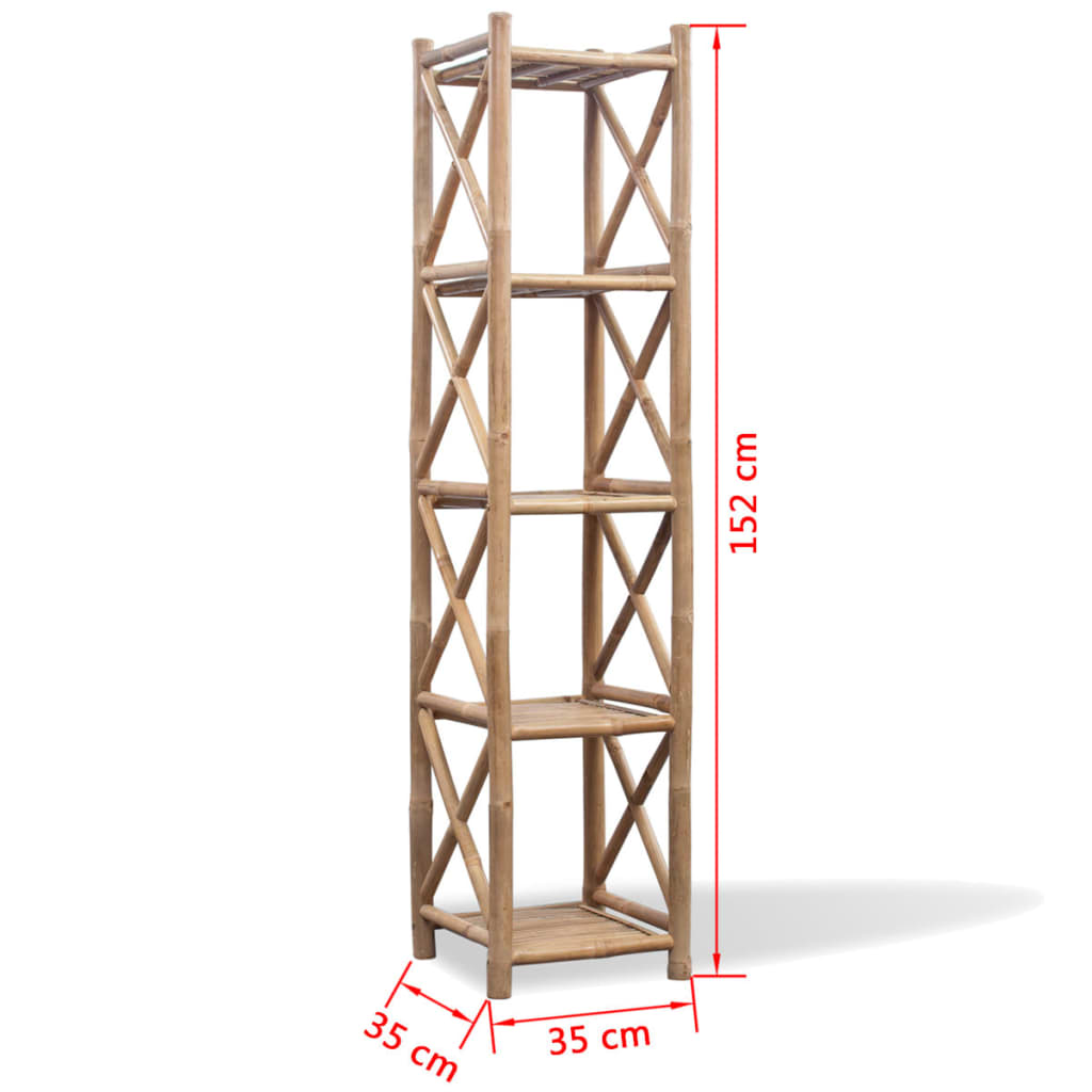 Étagère à 5 niveaux carré bambou - XIOS