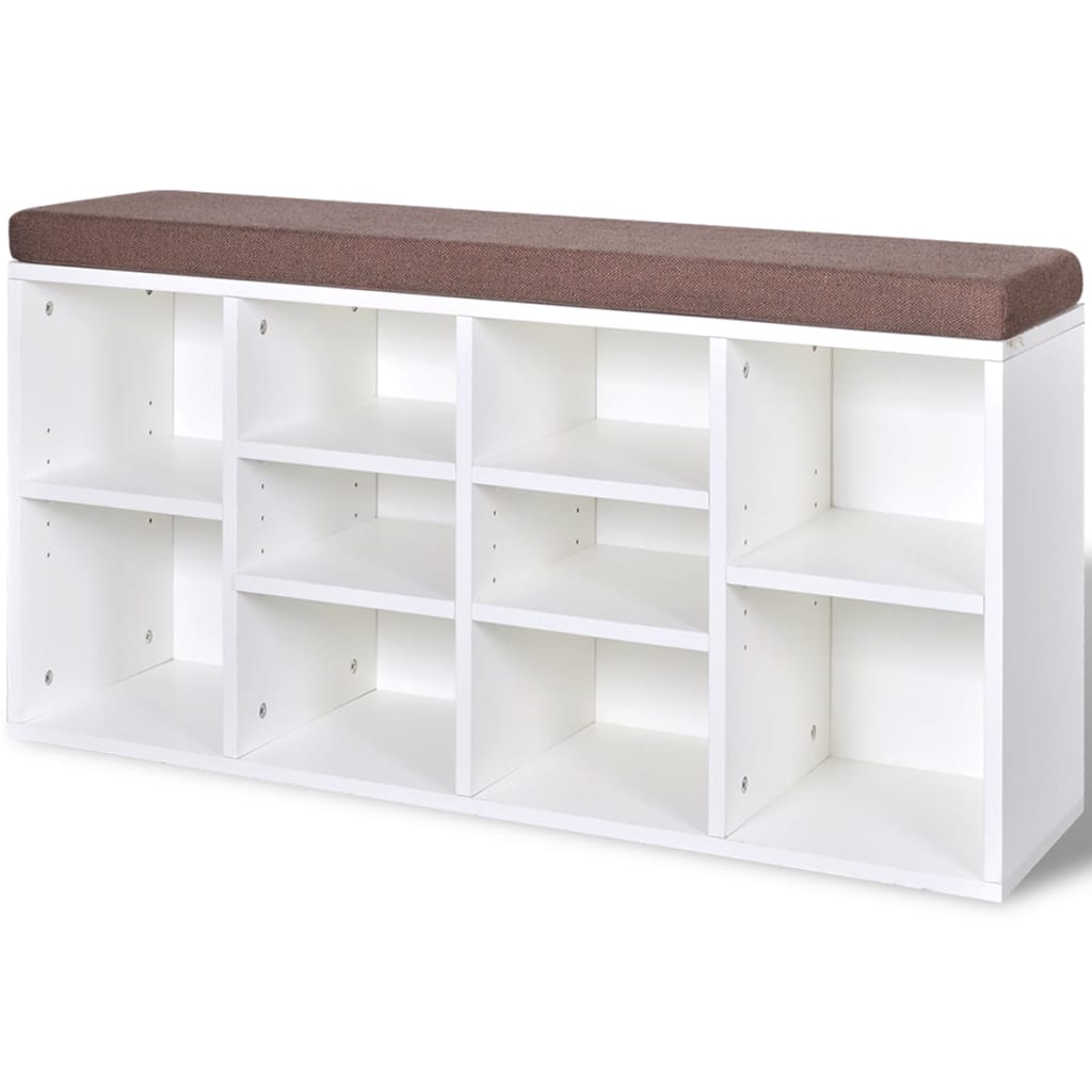 Banc de rangement à chaussures 10 compartiments Blanc - XIOS
