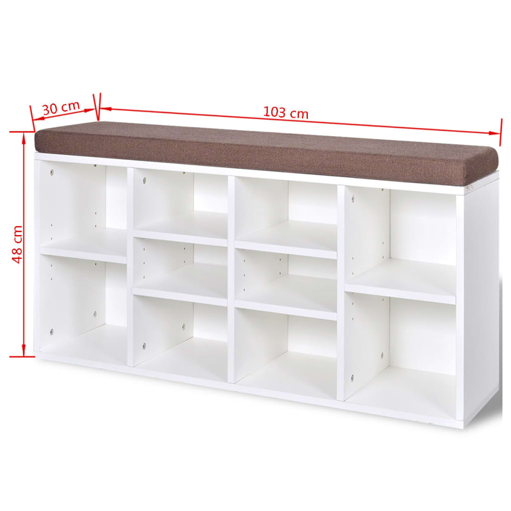 Banc de rangement à chaussures 10 compartiments Blanc - XIOS