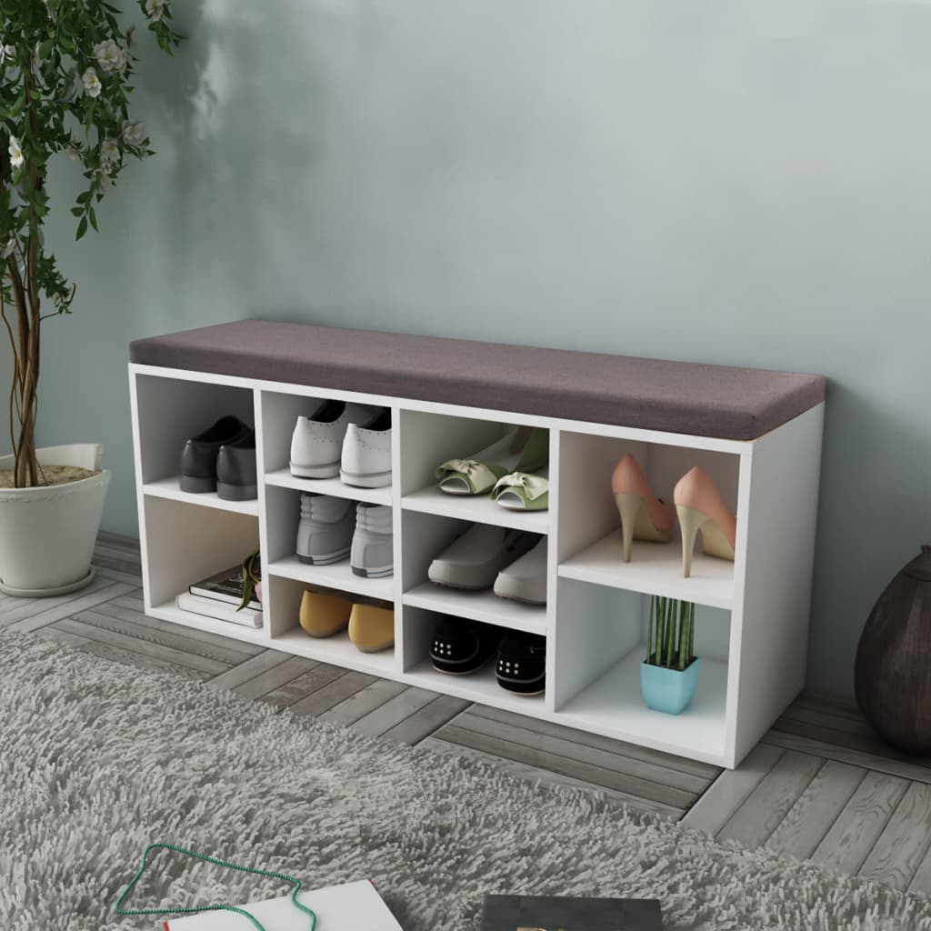 Banc de rangement à chaussures 10 compartiments Blanc - XIOS