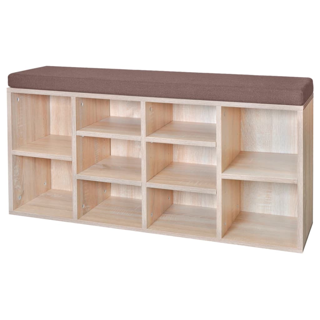 Banc de rangement à chaussures 10 compartiments Couleur chêne - XIOS