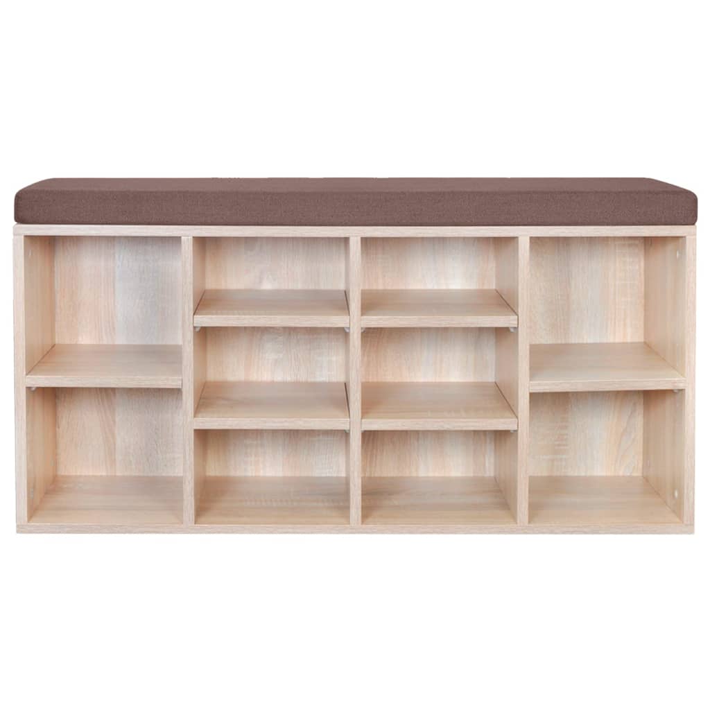 Banc de rangement à chaussures 10 compartiments Couleur chêne - XIOS