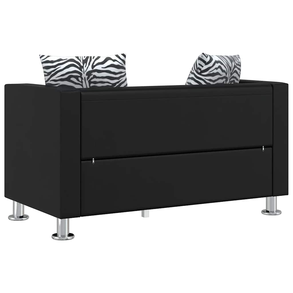 Jeu de canapé à 2 places et à 3 places Cuir synthétique Noir - XIOS