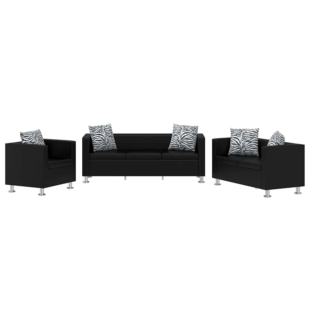 Jeu de canapé à 2 places et à 3 places et fauteuil Noir - XIOS