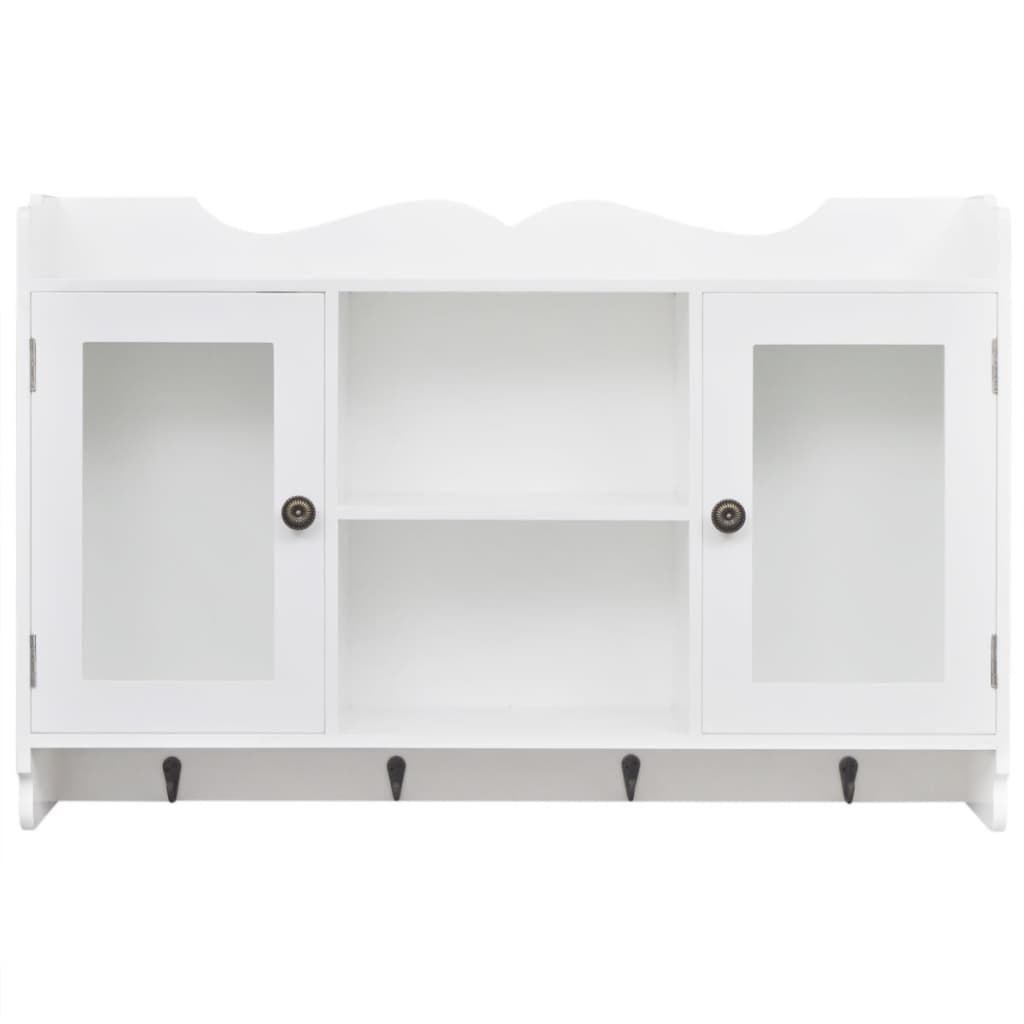 Vitrine murale avec étagère de Livre / DVD / Verre en MDF Blanc - XIOS