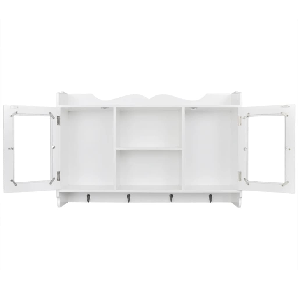 Vitrine murale avec étagère de Livre / DVD / Verre en MDF Blanc - XIOS