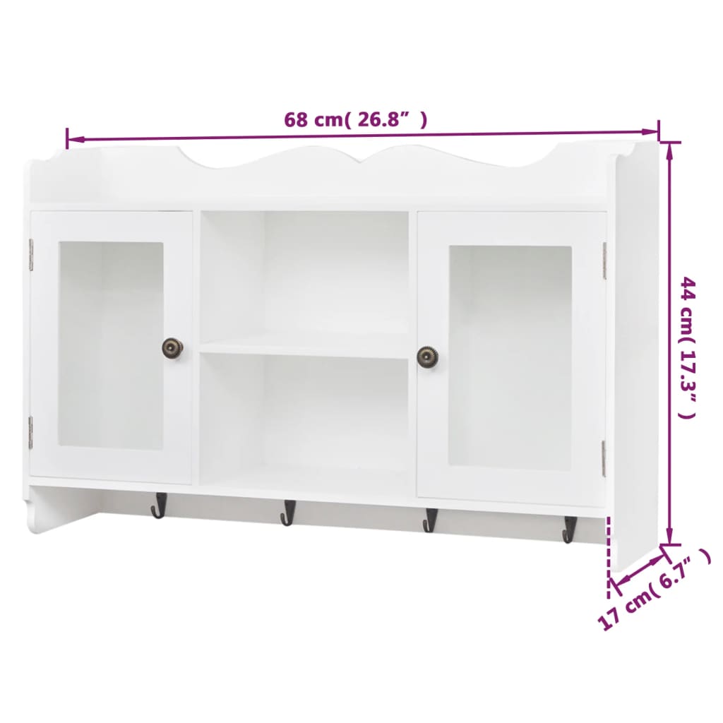 Vitrine murale avec étagère de Livre / DVD / Verre en MDF Blanc - XIOS