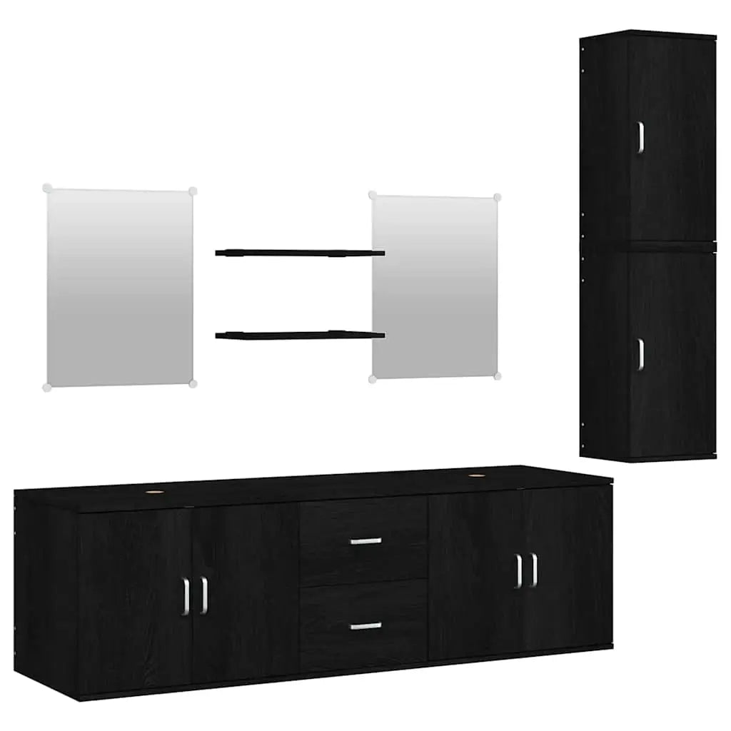 Ensemble de meubles salle de bain 7 pcs noir bois d’ingénierie - XIOS