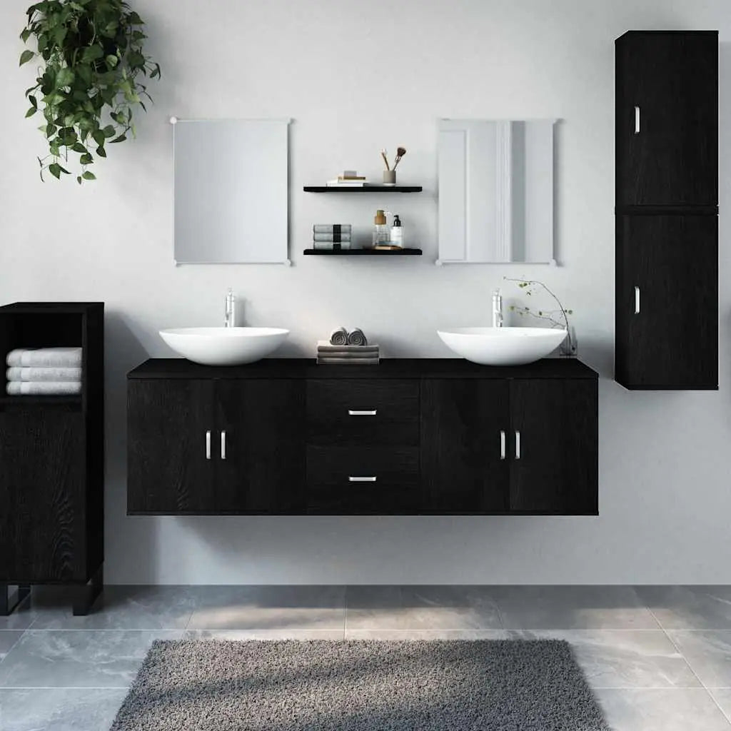 Ensemble de meubles salle de bain 7 pcs noir bois d’ingénierie - XIOS