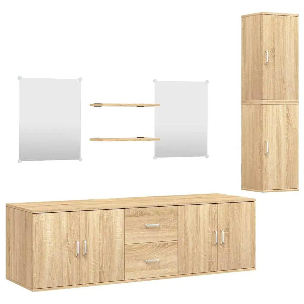Ensemble de meubles salle de bain 7 pcs chêne bois d’ingénierie - XIOS