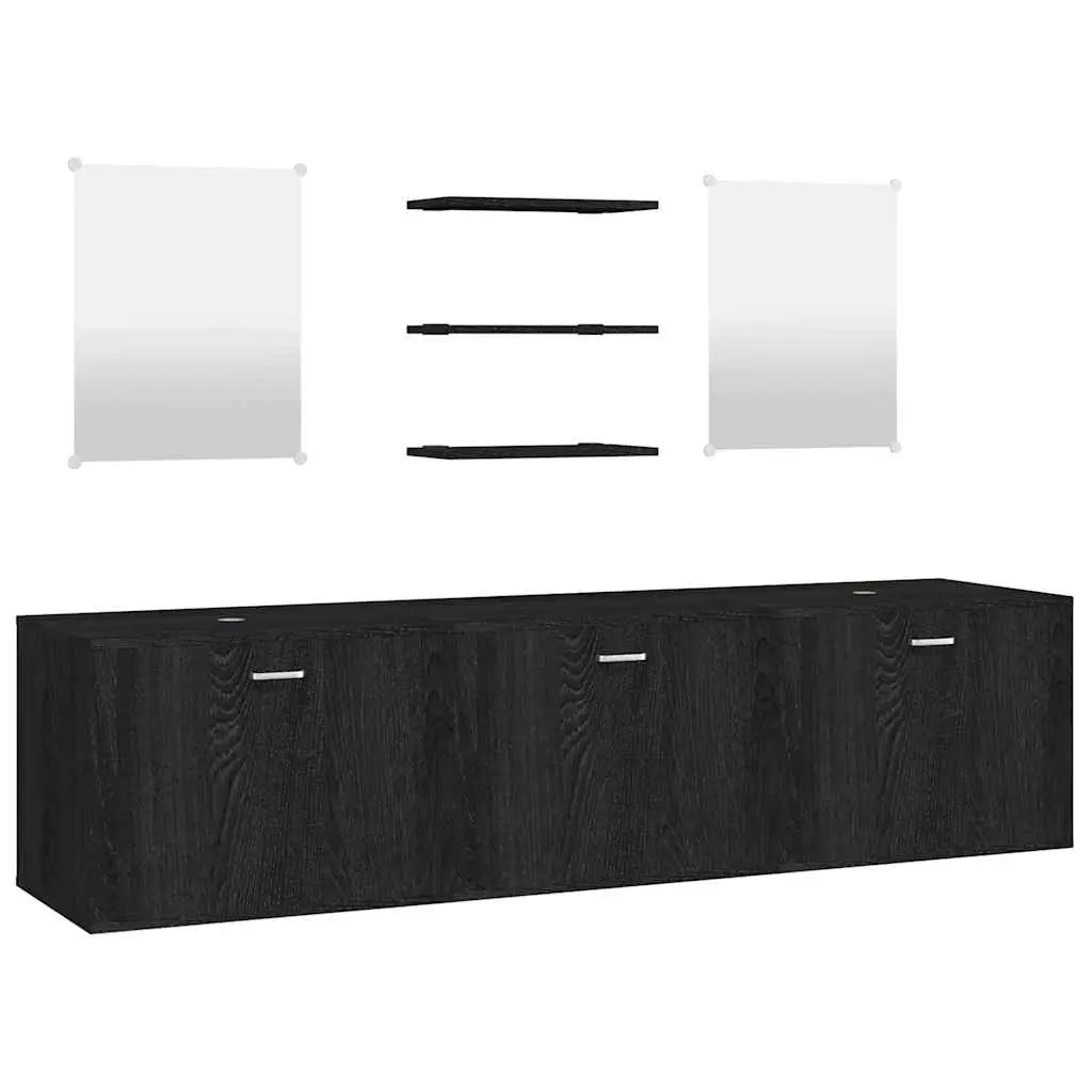 Ensemble de meubles salle de bain 6 pcs noir bois d’ingénierie - XIOS