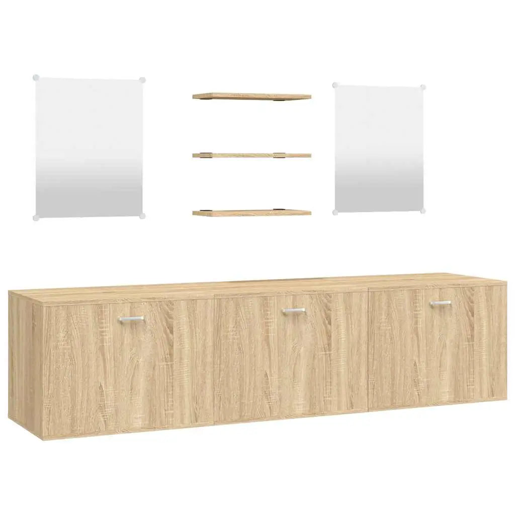 Ensemble de meubles salle de bain 6 pcs chêne bois d’ingénierie - XIOS