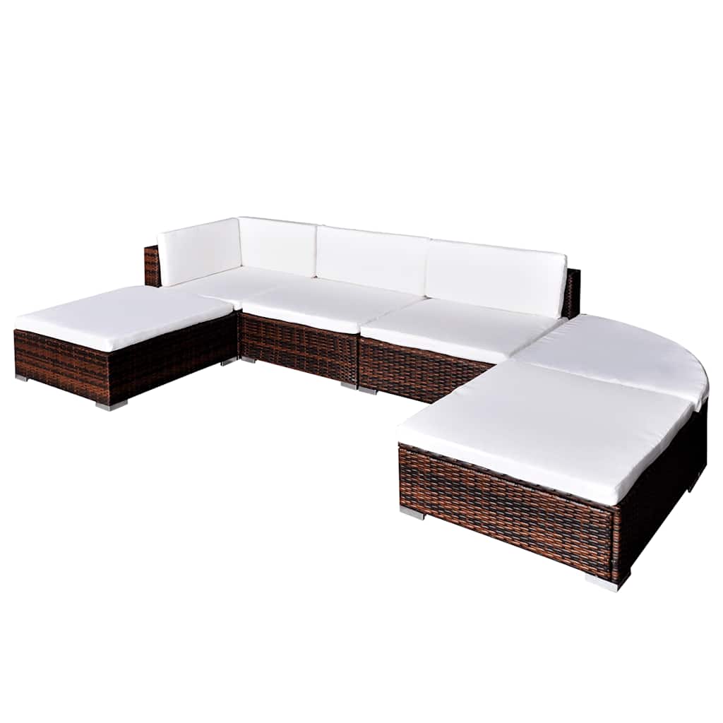 Salon de jardin 6 pcs avec coussins Résine tressée Marron - XIOS