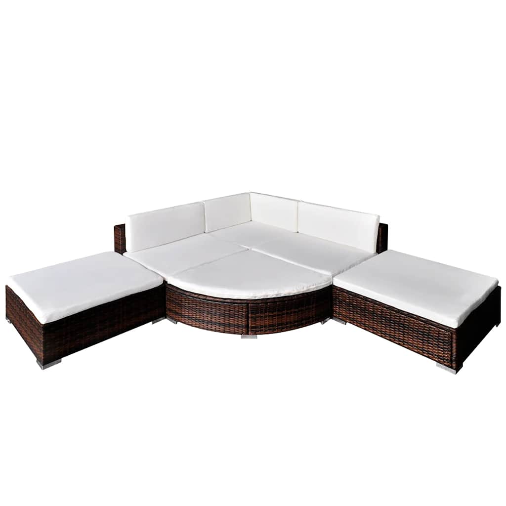 Salon de jardin 6 pcs avec coussins Résine tressée Marron - XIOS
