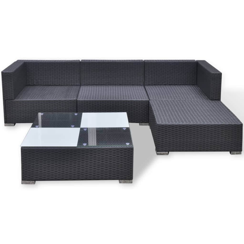 Salon de jardin 5 pcs avec coussins résine tressée noir - XIOS