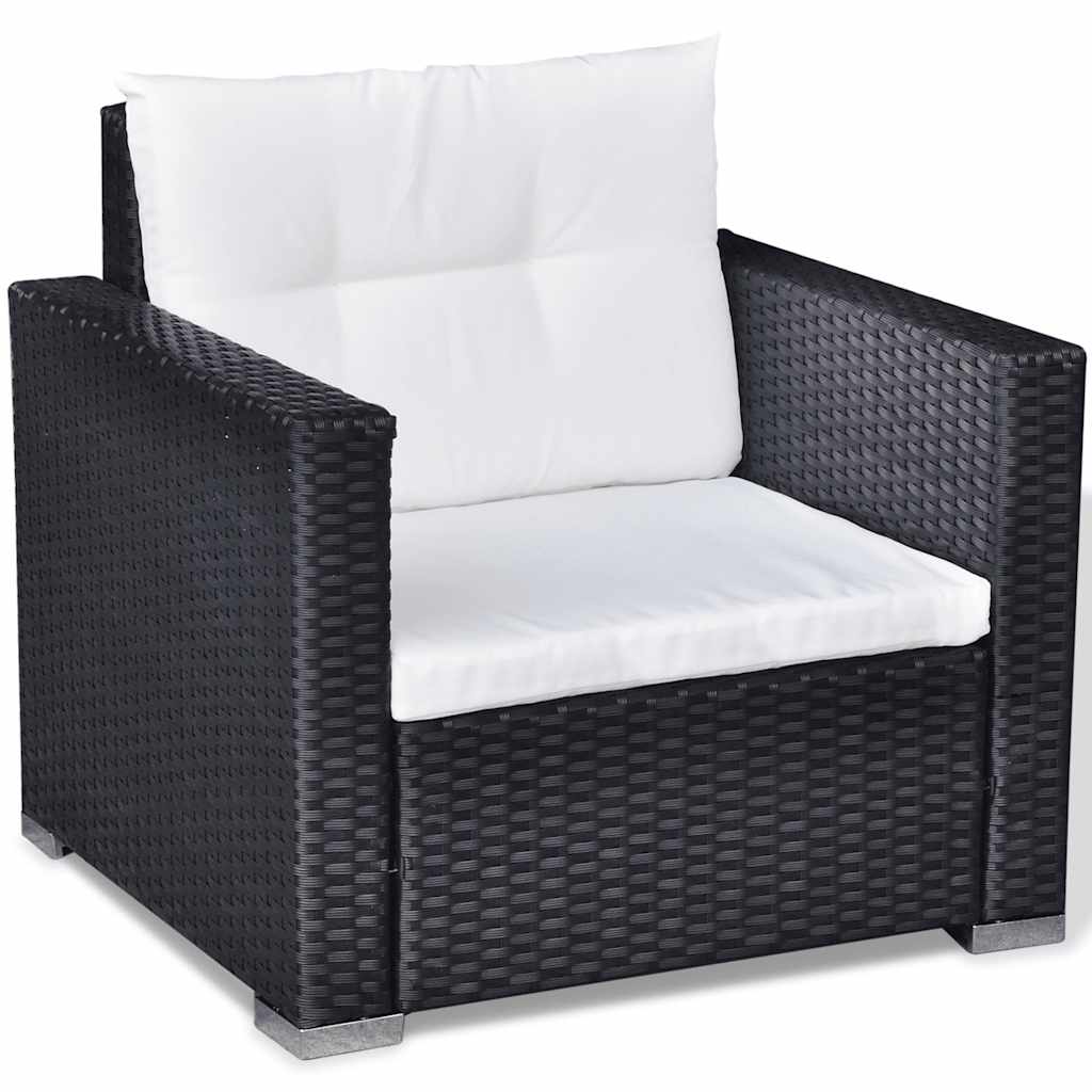 Salon de jardin 6 pcs avec coussins résine tressée noir - XIOS