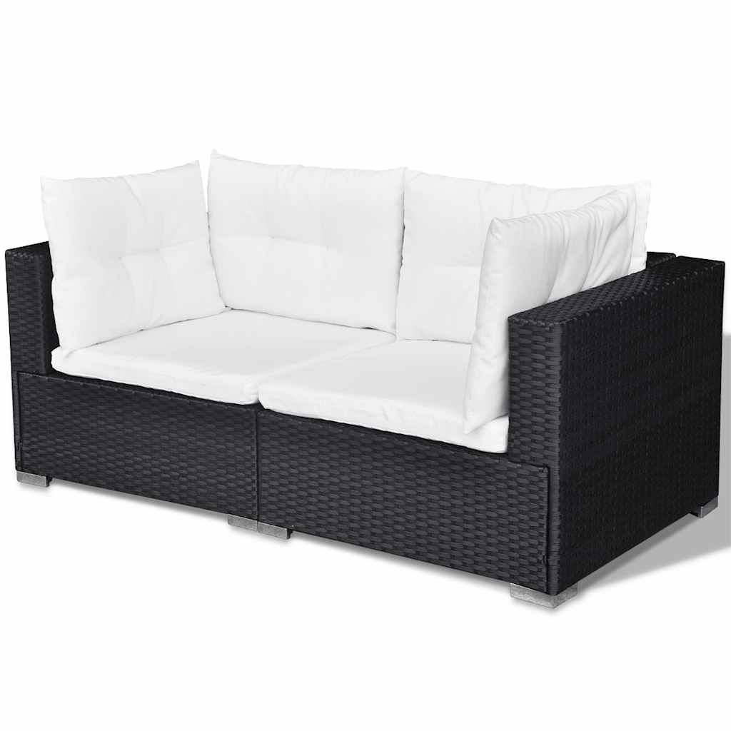 Salon de jardin 6 pcs avec coussins résine tressée noir - XIOS