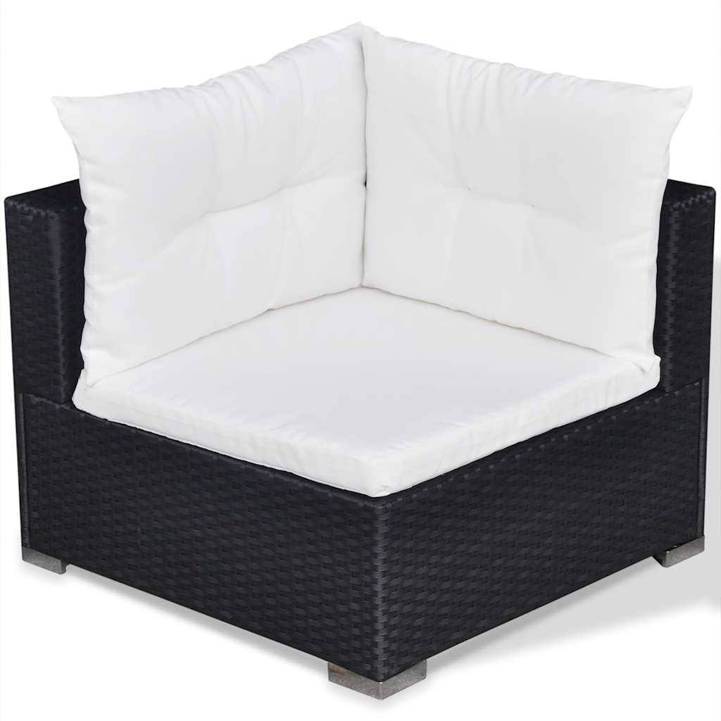 Salon de jardin 6 pcs avec coussins résine tressée noir - XIOS
