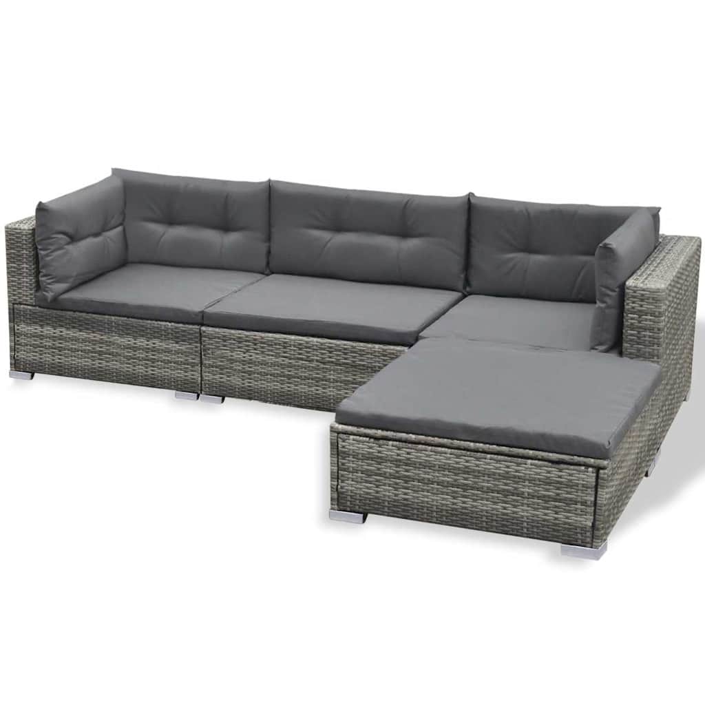 Salon de jardin 6 pcs avec coussins résine tressée gris - XIOS