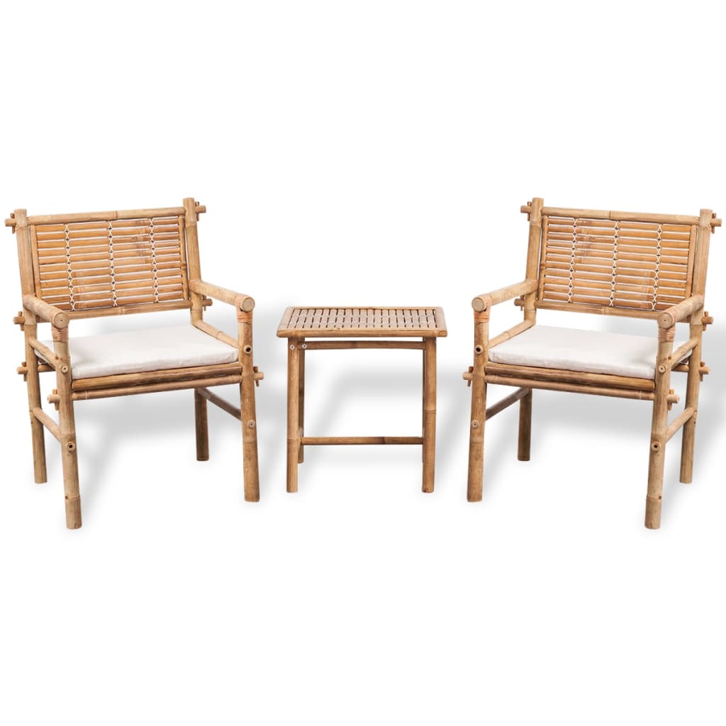 Mobilier de bistro 3 pcs avec coussins Bambou - XIOS