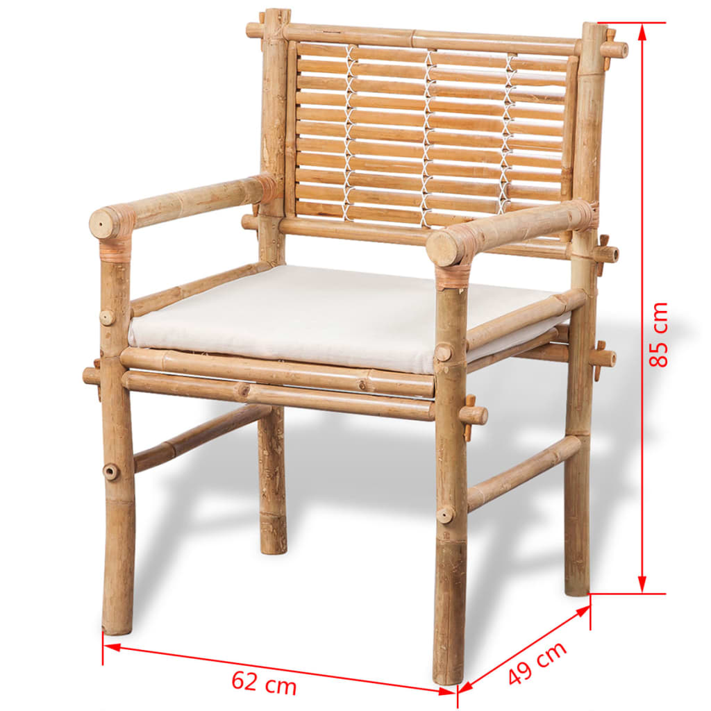 Mobilier de bistro 3 pcs avec coussins Bambou - XIOS