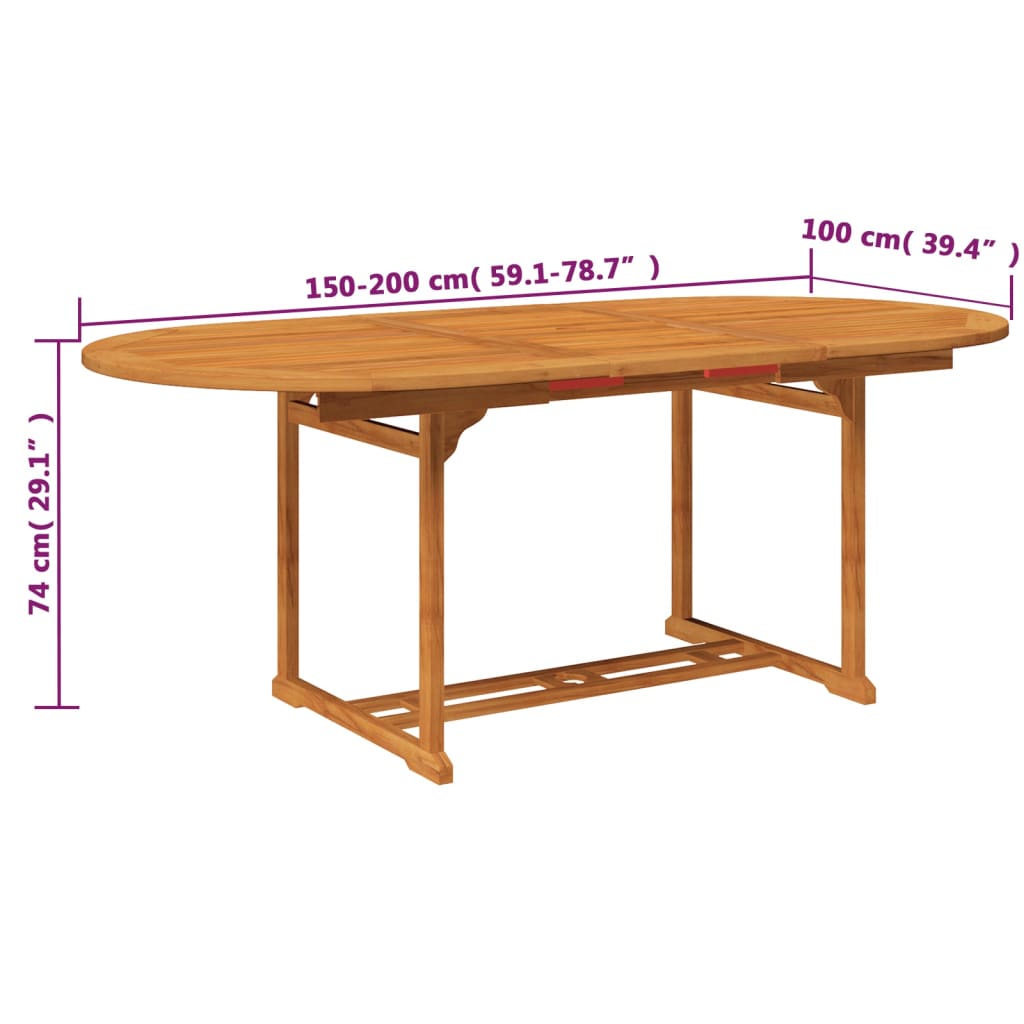 Ensemble à manger d'extérieur 7 pcs Bois d'acacia solide 150-200 cm - XIOS