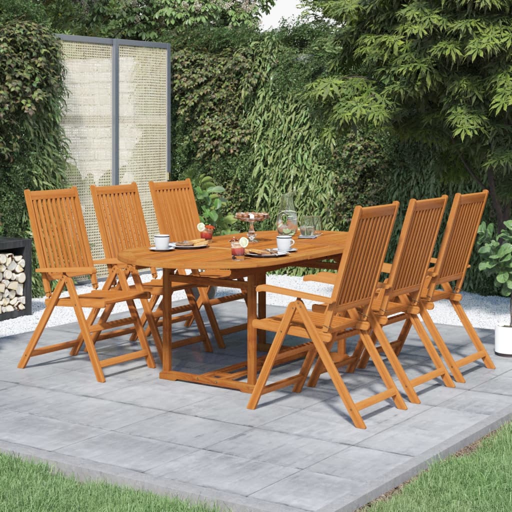 Ensemble à manger d'extérieur 7 pcs Bois d'acacia solide 150-200 cm - XIOS