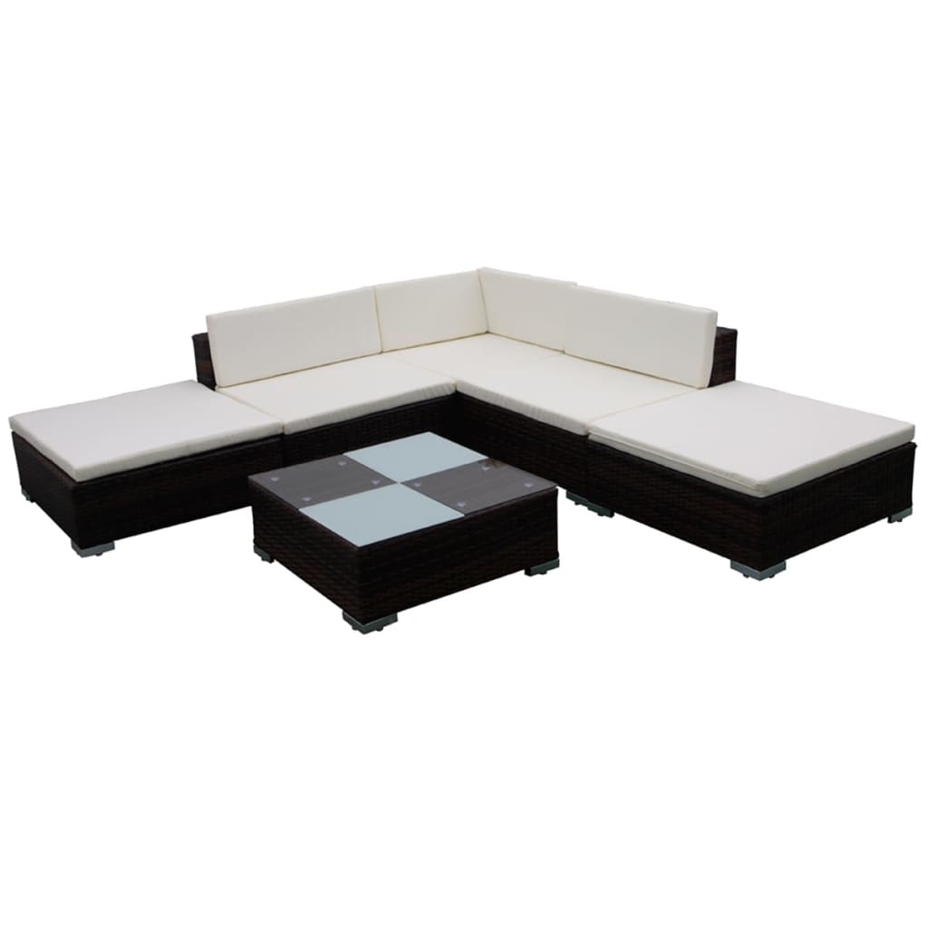 Salon de jardin 6 pcs avec coussins Résine tressée Marron - XIOS