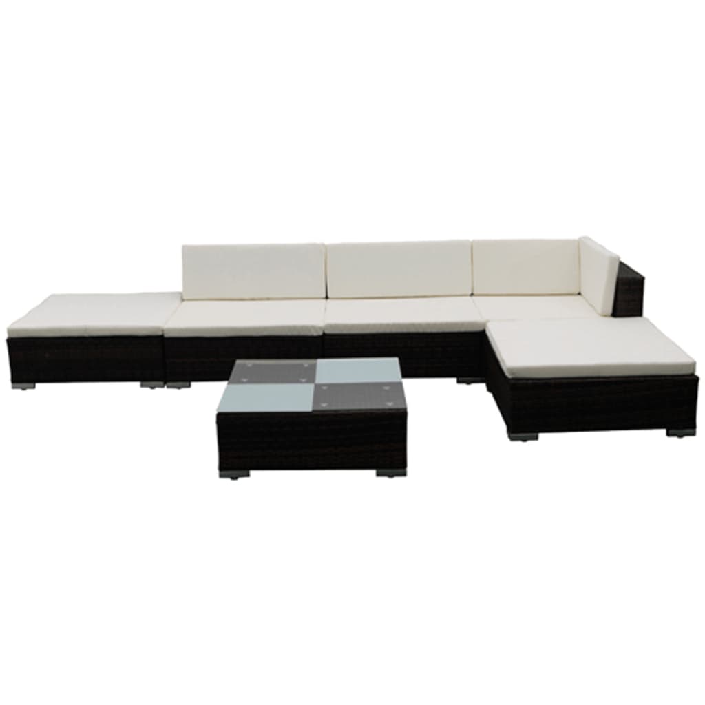 Salon de jardin 6 pcs avec coussins Résine tressée Marron - XIOS