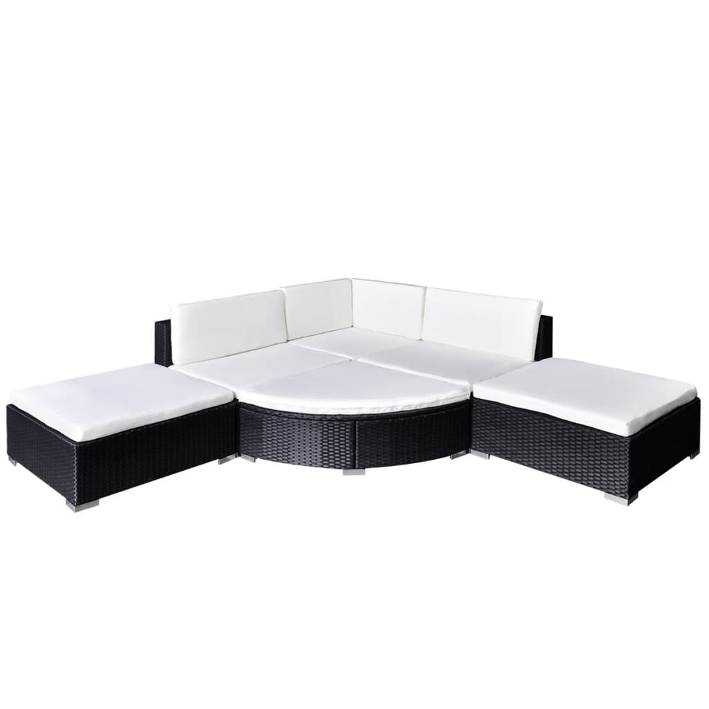 Salon de jardin 6 pcs avec coussins résine tressée noir - XIOS
