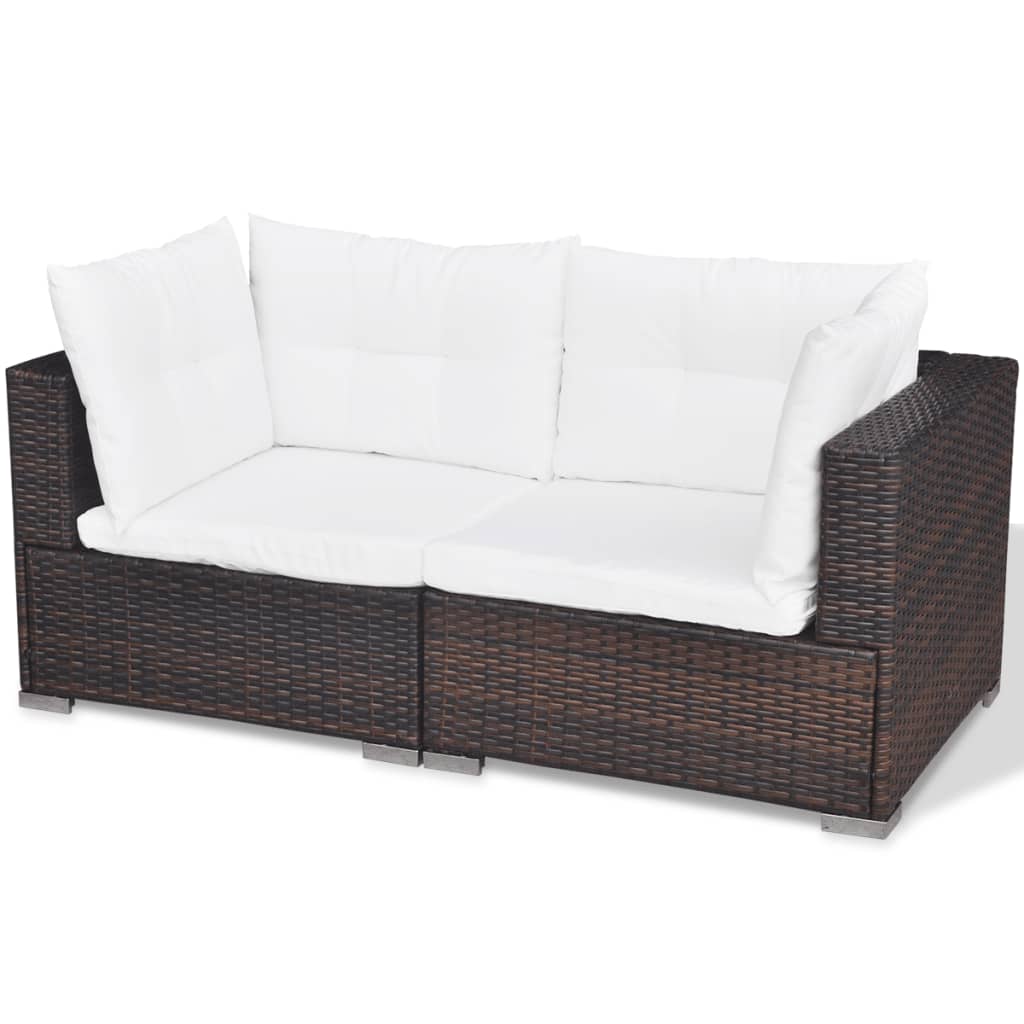 Salon de jardin 5 pcs avec coussins résine tressée marron - XIOS