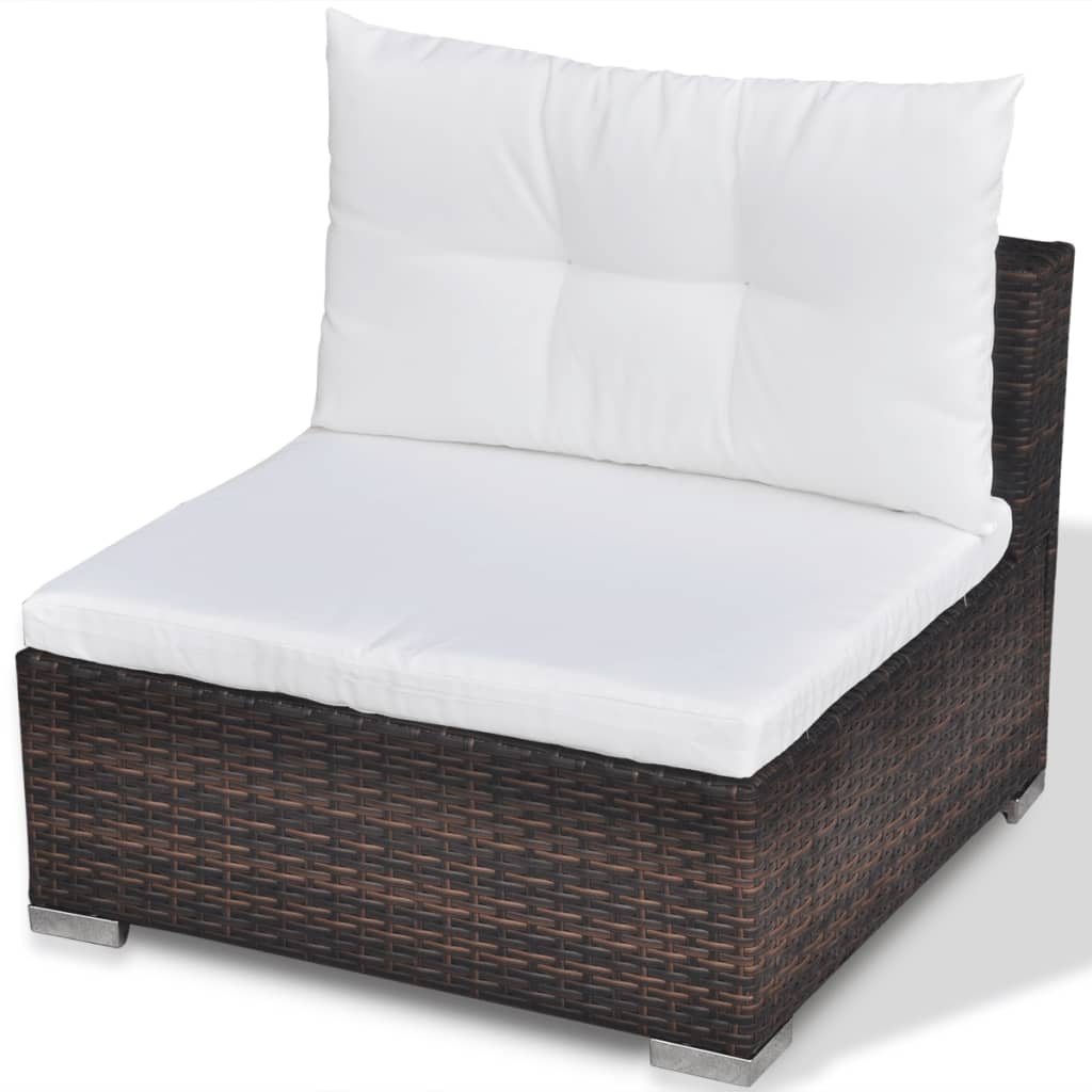 Salon de jardin 5 pcs avec coussins résine tressée marron - XIOS