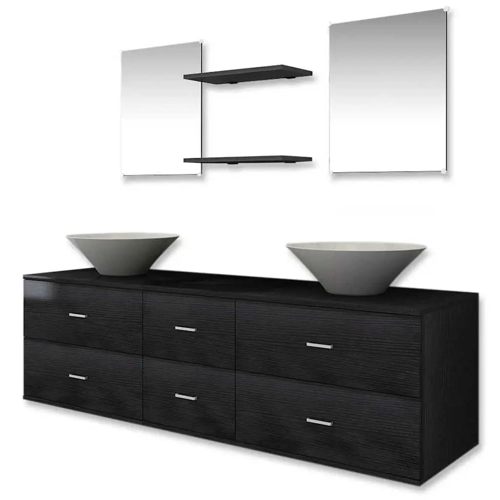 Mobilier de salle de bain avec lavabo 7 pcs Noir - XIOS