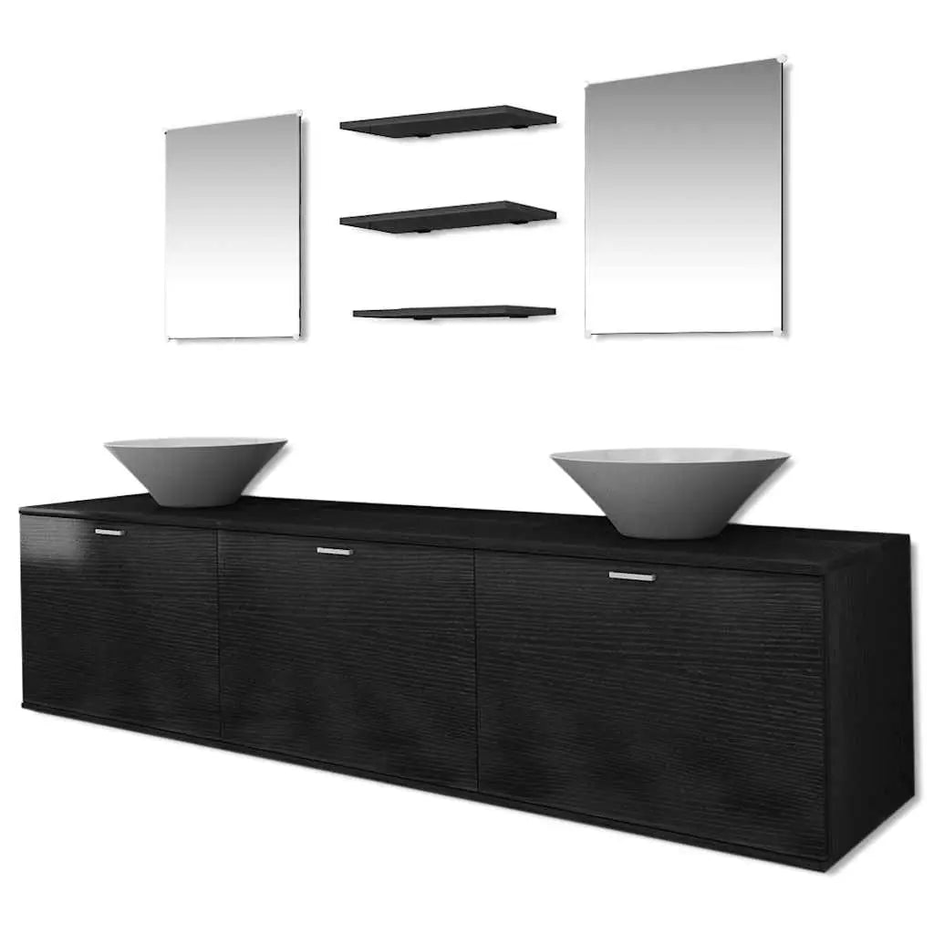 8 pièces de mobilier de salle de bain et lavabo Noir - XIOS