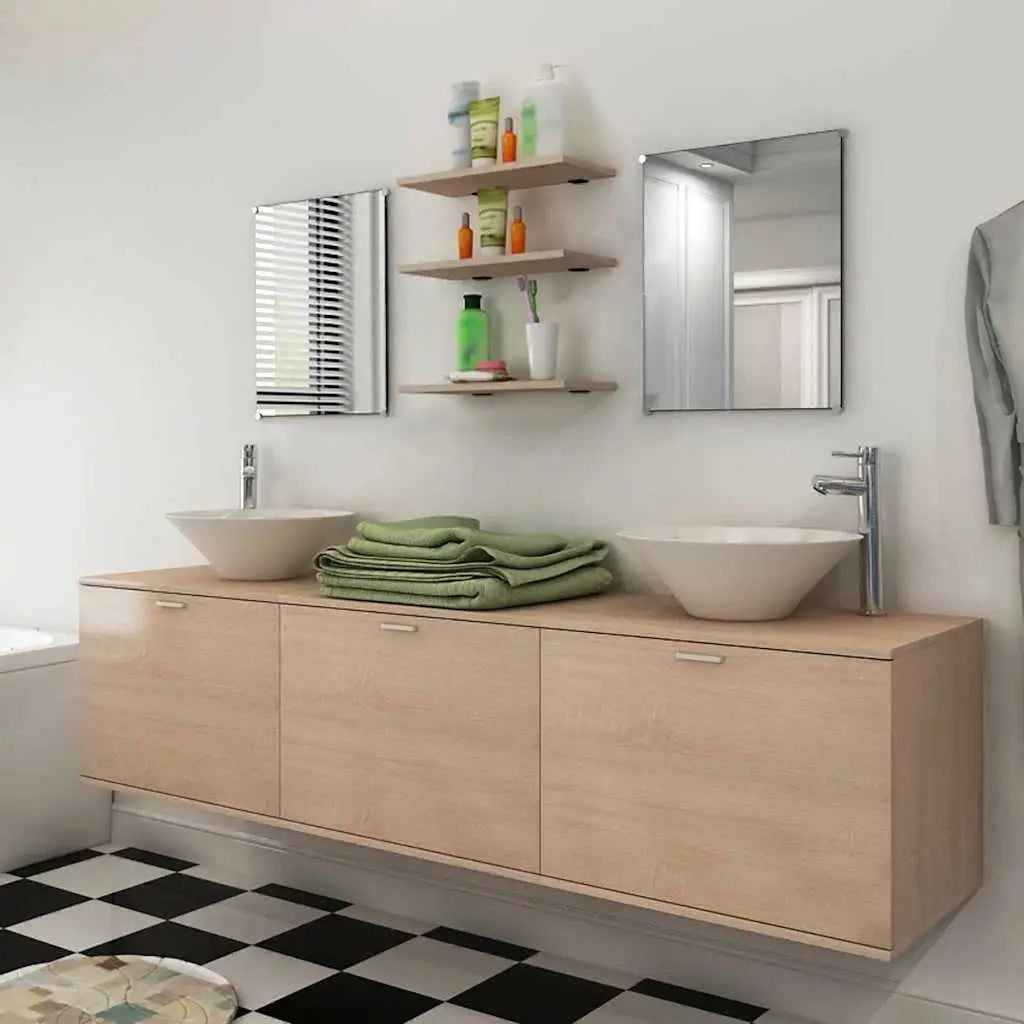 8 pièces de mobilier de salle de bain et lavabo Beige - XIOS