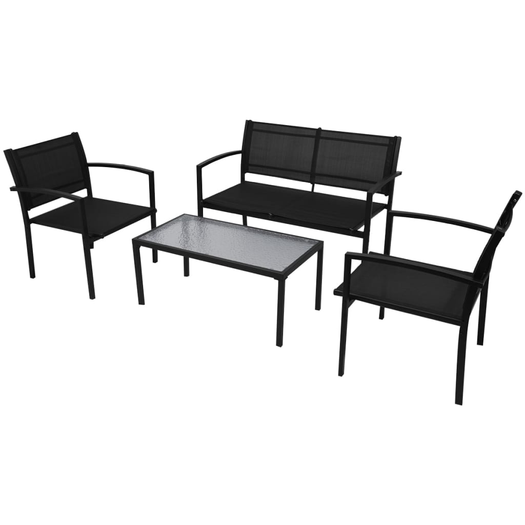 Salon de jardin 4 pcs Textilène Noir - XIOS