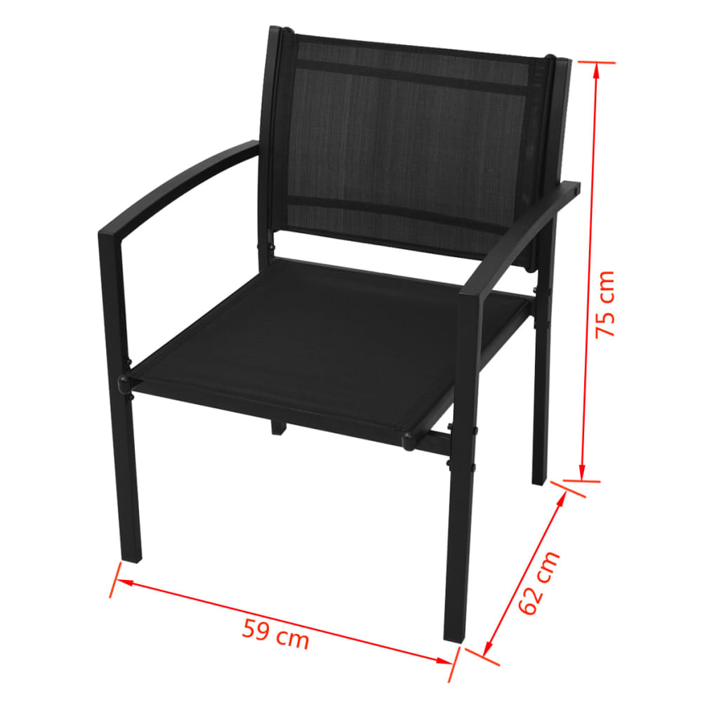 Salon de jardin 4 pcs Textilène Noir - XIOS