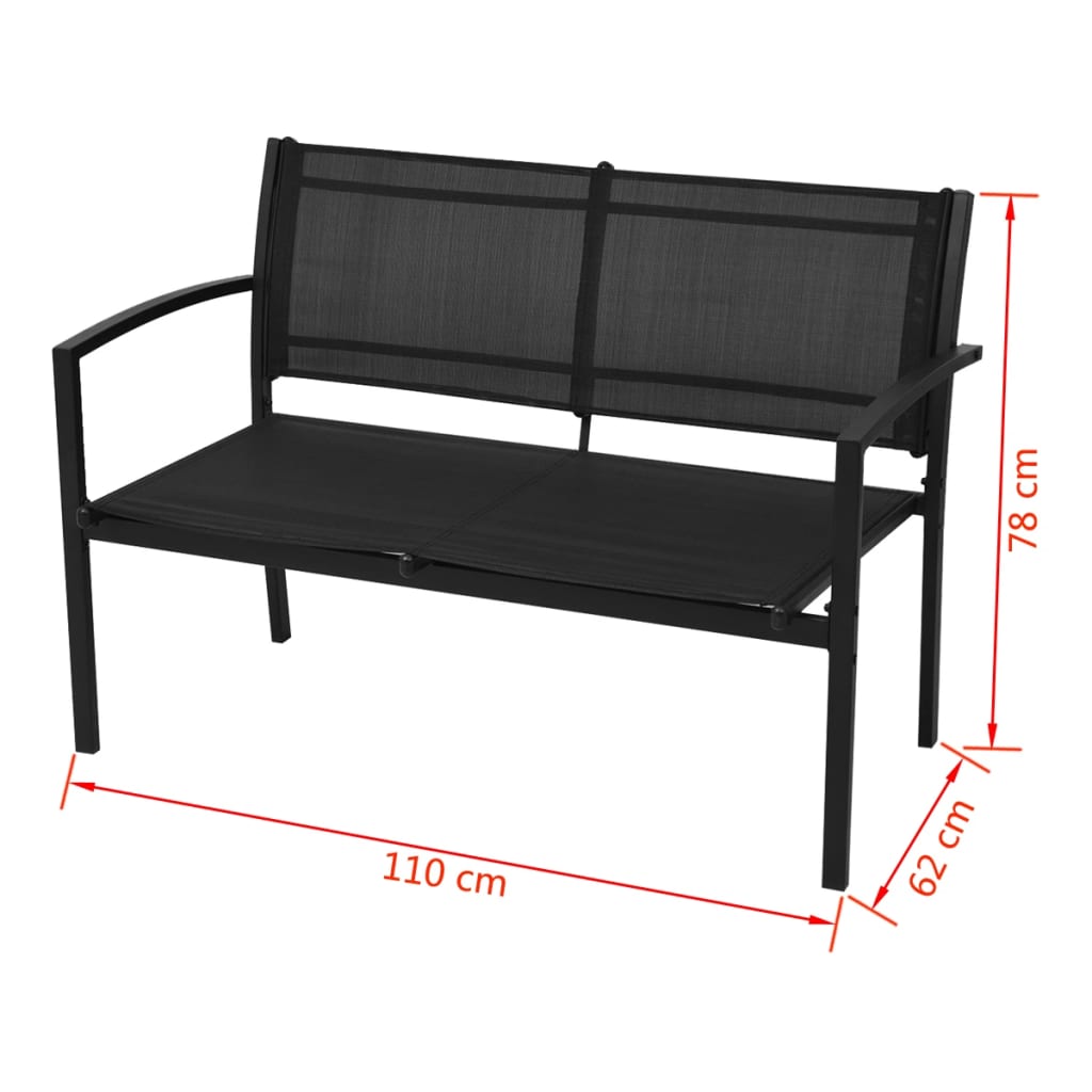 Salon de jardin 4 pcs Textilène Noir - XIOS