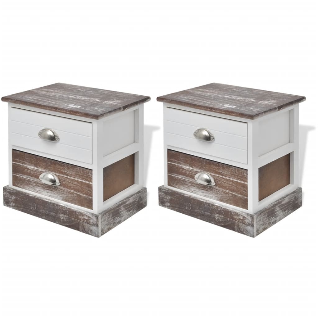 Table de chevet 2 pcs Marron et Blanc - XIOS