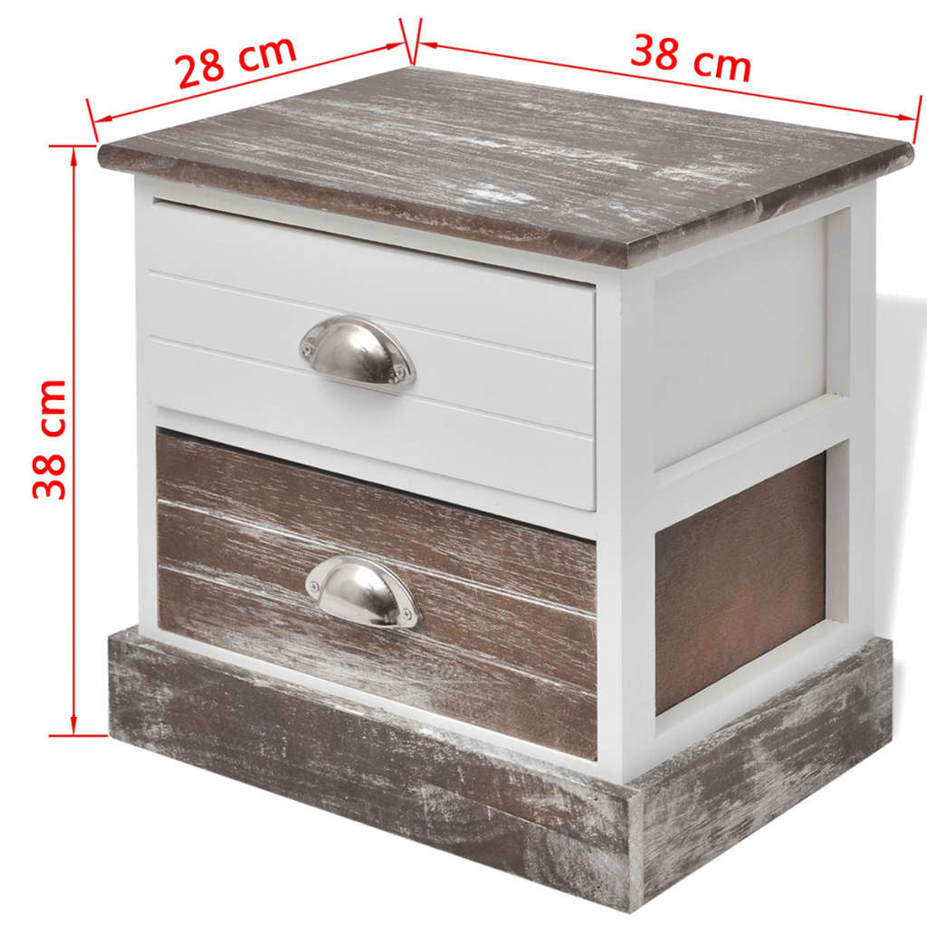 Table de chevet 2 pcs Marron et Blanc - XIOS