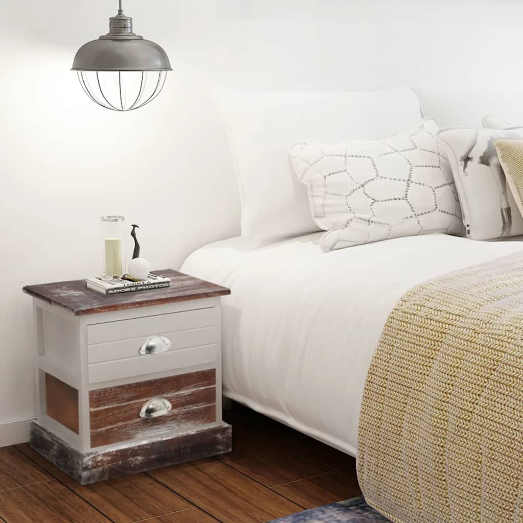 Table de chevet 2 pcs Marron et Blanc - XIOS
