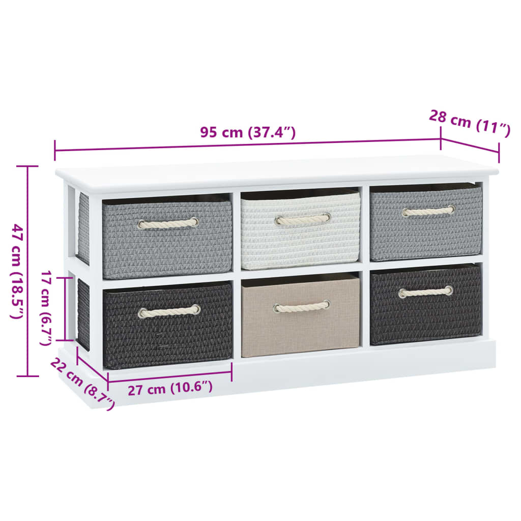Banc de rangement 6 tiroirs Bois - XIOS