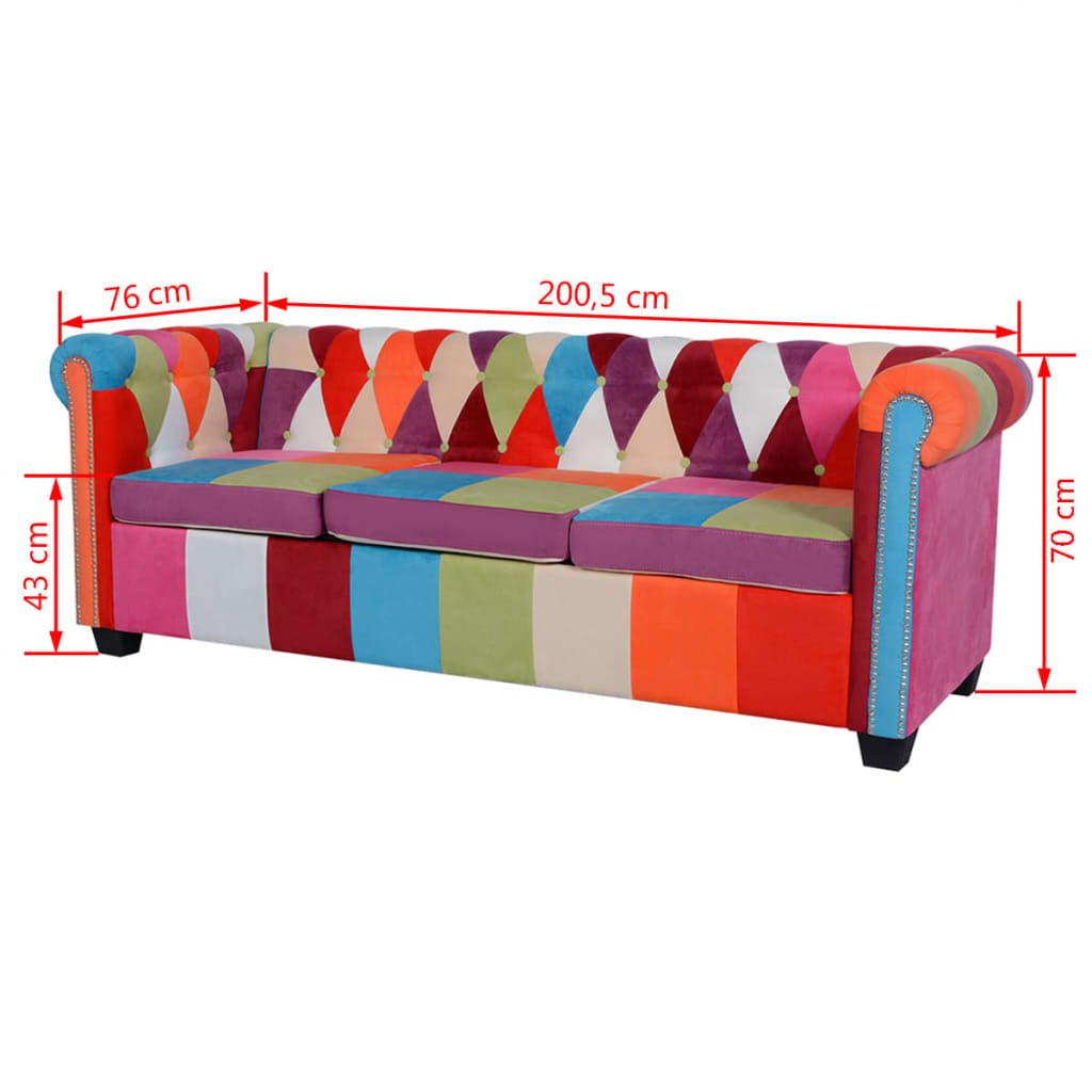 Canapé Chesterfield 3 places tissu - XIOS