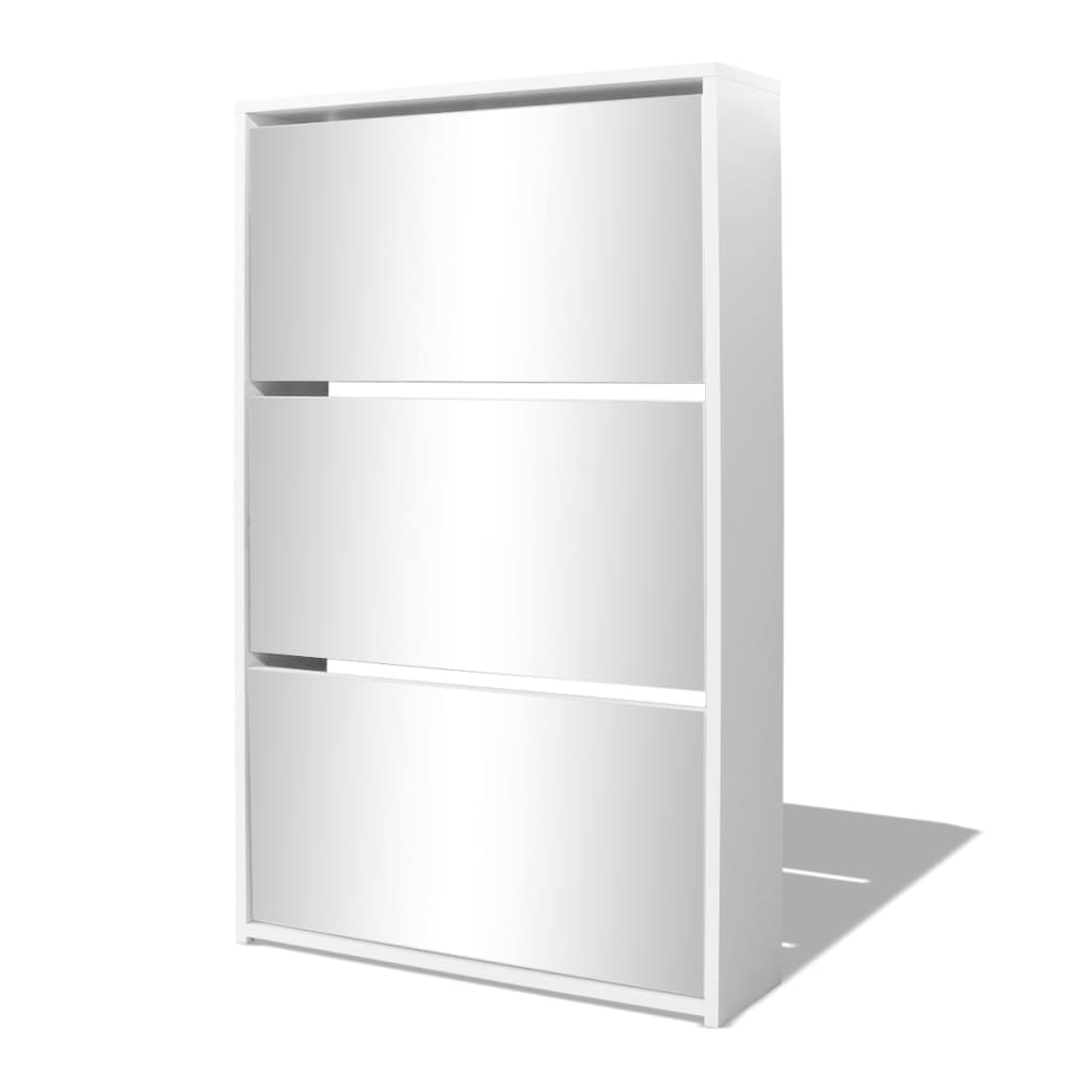 Meuble à chaussures 3 étagères 63x17x102,5 cm Miroir Blanc - XIOS