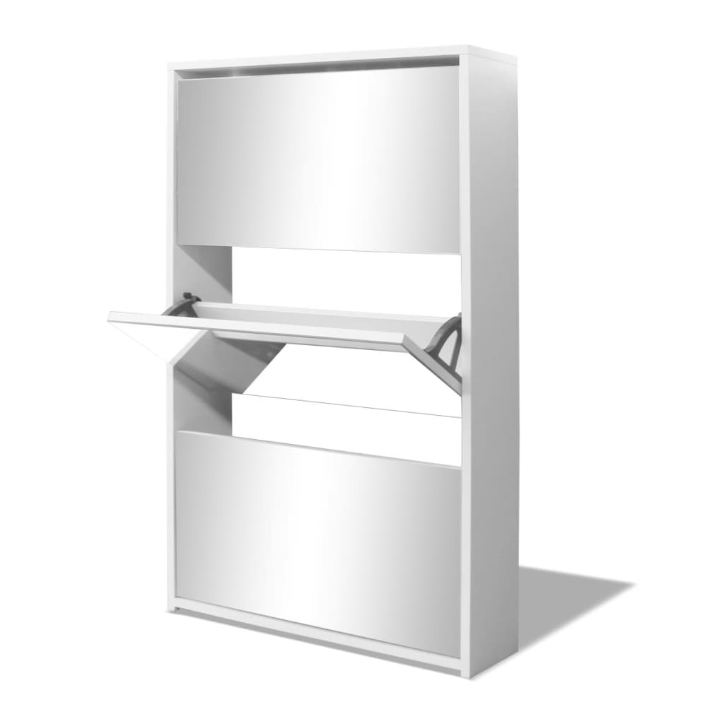 Meuble à chaussures 3 étagères 63x17x102,5 cm Miroir Blanc - XIOS