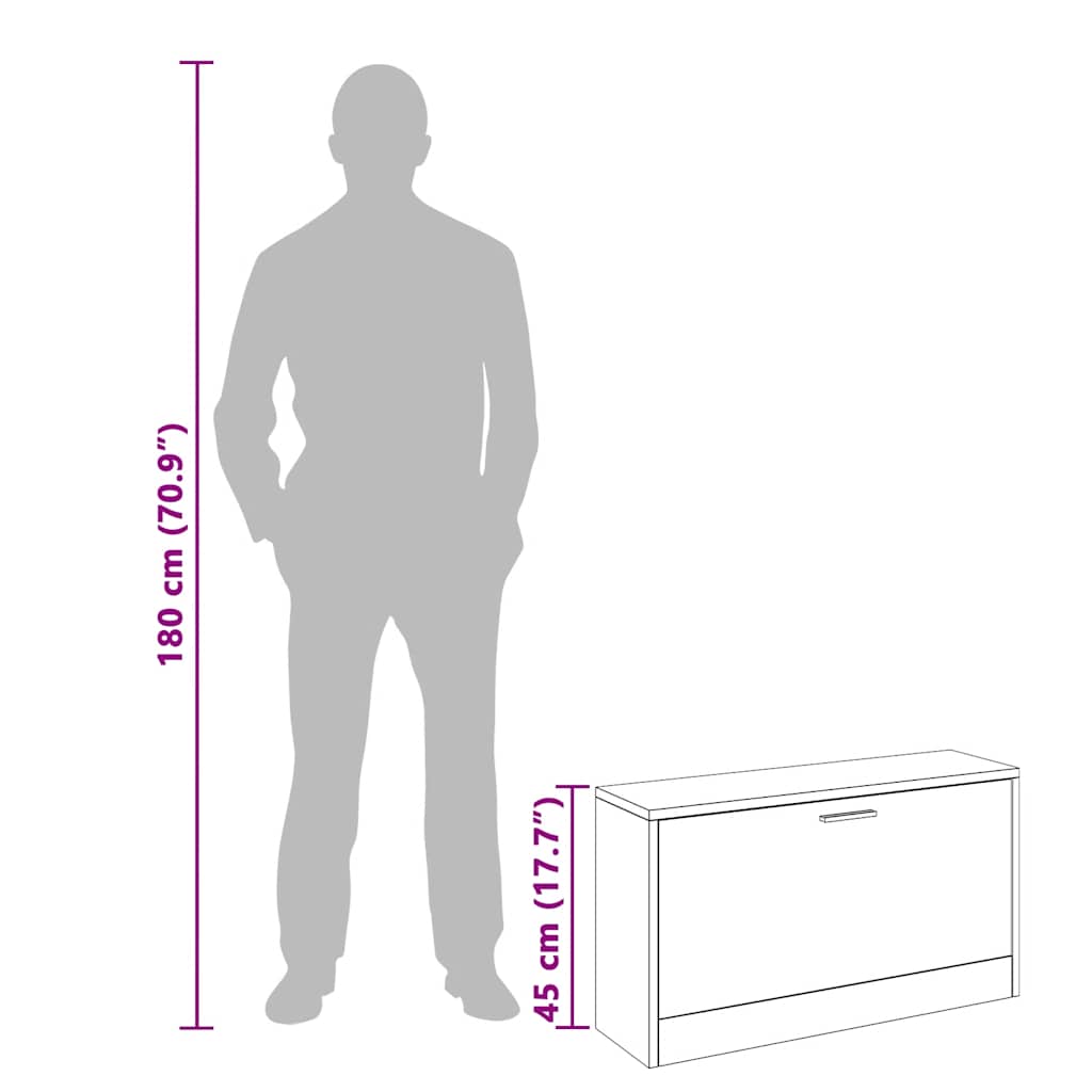 Banc à chaussures 80x24x45 cm Chêne - XIOS