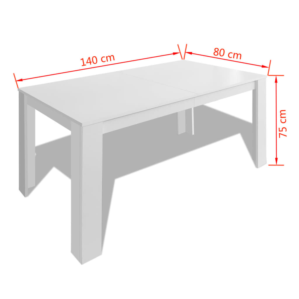 Table à manger 140x80x75 cm blanc - XIOS